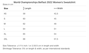 EXTRA ORDER CLRG World Championships Belfast 2022 Women's Sweatshirt